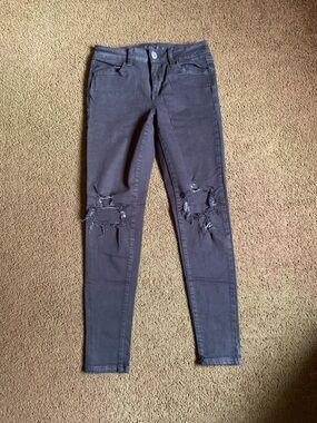 American Eagle Outfitters Black Distressed Skinny Jeans